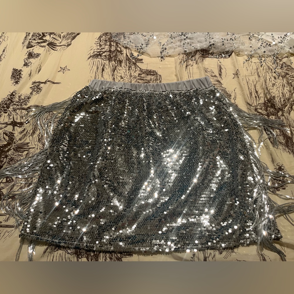Sequin fringe skirt